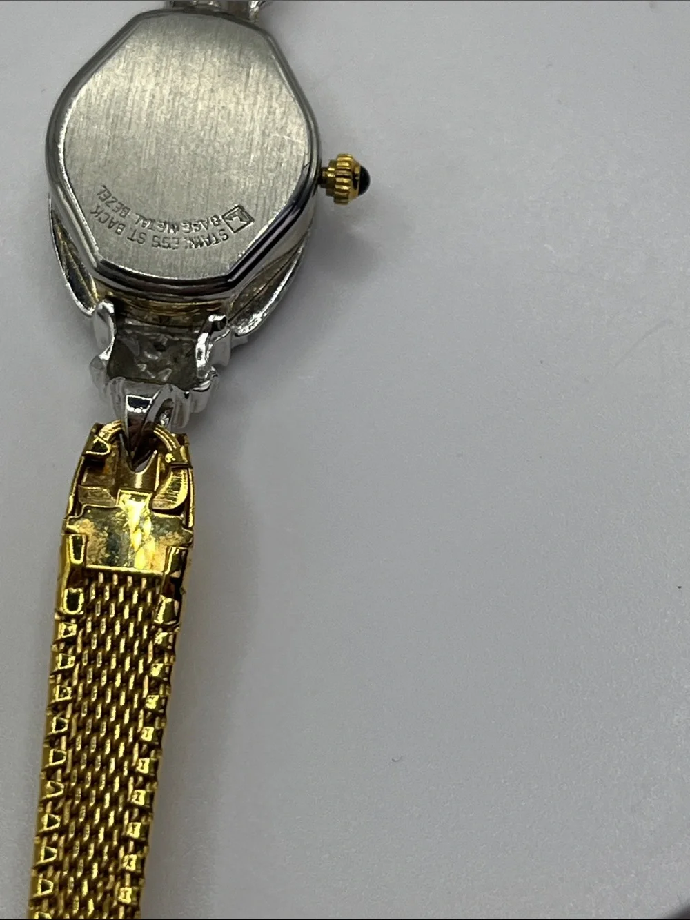 Dufonte Lucien PicLadies 17mm watch Gold Tone Diamond & Dark Blue Ruby Bezel - Picture 5 of 14